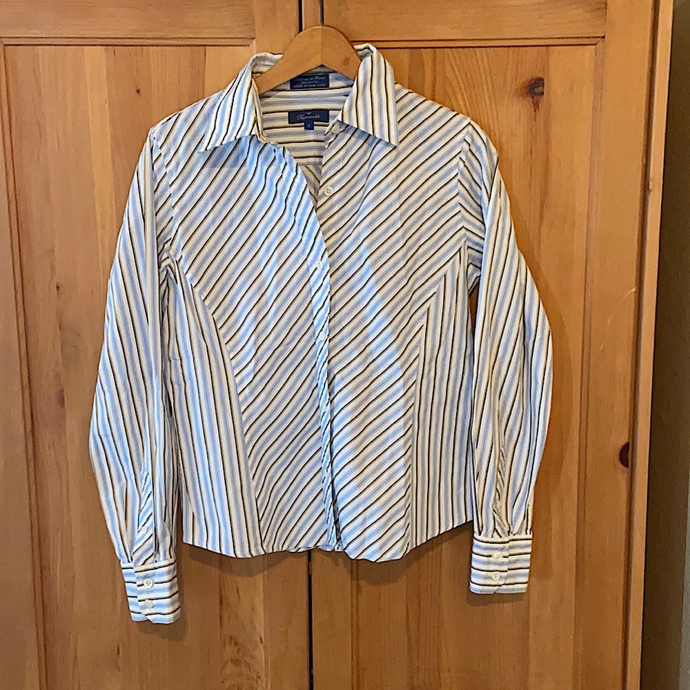Like New Façonnable Striped Preppy Business Top Small